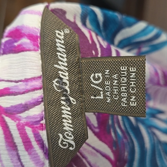 TOMMY BAHAMA Tropical Tunic Top Blouse Cover Up V Neck Button Closure SZ LARGE - Picture 11 of 12